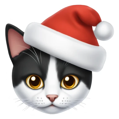 White and black cat in Santa hat sticker