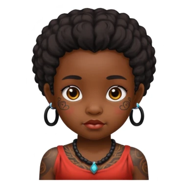 ancient hairy black baby girl, tattooed sticker