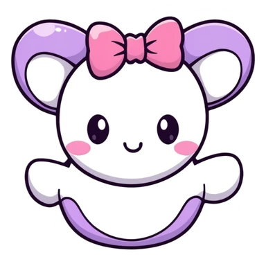 kawaii bow with face and sparkles sticker