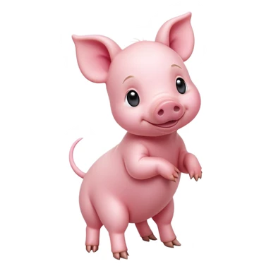 cinematic-[realistic piglet]-realistic-full-body-standing-emoji,-tail-flicking-lazily,-head-tilted-dramatically,-sleek-[pink]-skin,-simplified-yet-realistic-focused-features,-highly-detailed,-glowing-with-an-almost-sarcastic-glow sticker