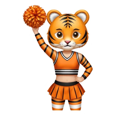 Tiger in a cheer uniform holding Pom poms sticker