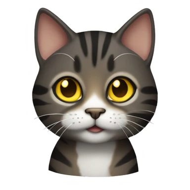 Black and brown tabby cat with cute yellow eyes paws and tail sticker