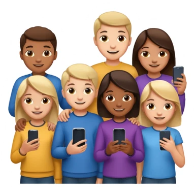 grupo de niños de 12 años con mobiles sticker