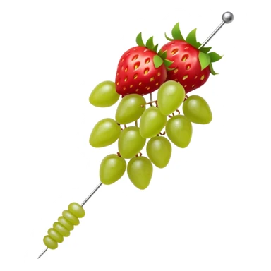 A tanghulu skewer of green grapes and strawberries sticker