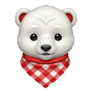 baby polar bear wearing a red and white checkered Neckerchief sticker
