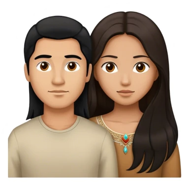 Latino man with long black hair looking at brown hair Filipina sticker