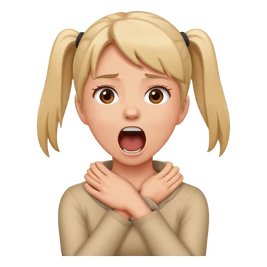 girl holding her neck in a choke way shouting sticker