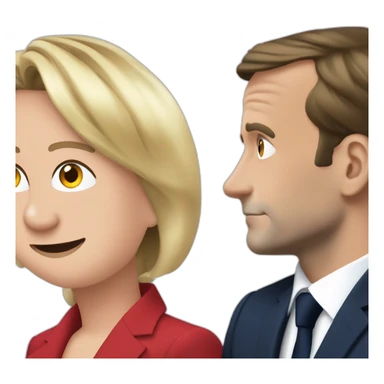 Emmanuel Macron qui embrasse Marine Lepen sticker
