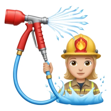 A hand holding a water hose and extinguishing the fire, no man sticker