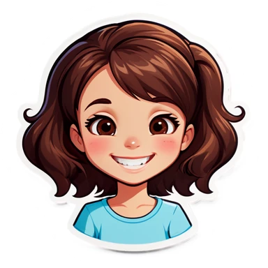 smiling girl with brown hair sticker