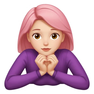 blushing with both hands under chin and feet behind them laying down sticker