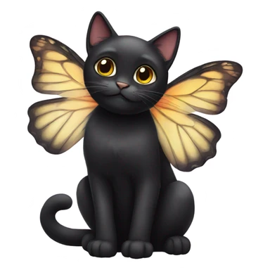 Black cat with butterfly wings sticker