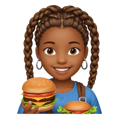 young black girl viking eating burger sticker