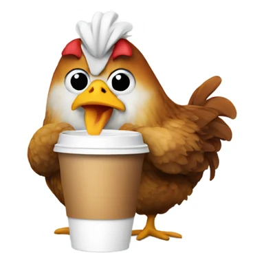 Chicken drinking coffee sticker