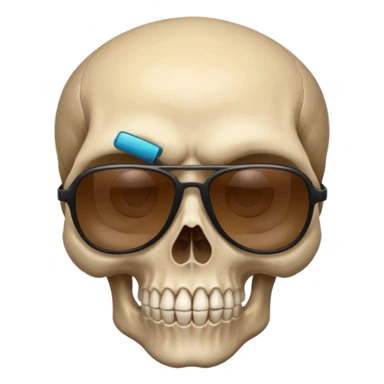 Make a skull face with sunglasses down a bit so you can see his eyes and his left eye brow up a bit make it look like an emoji cartoony sticker