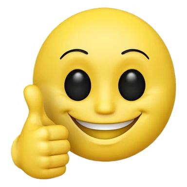 funny yellow smiley 3d face with thumbs up, uncanny sticker