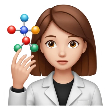 a girl holds a molecule in her hand sticker