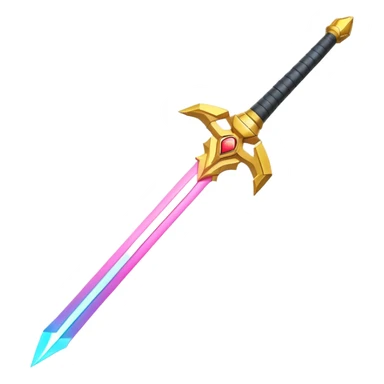 Clash of Clans aesthetic: Cinematic heroic Laser halo Sword Emoji, rendered in a 3D vector-style similar to standard emojis with minimal shading and bold, simplified shapes. A compact, vibrant energy blade with a neon-hued, glowing edge and futuristic hilt, softly glowing with a radiant cosmic charm. Simplified yet unmistakably iconic, highly detailed and consistent, glowing with a soft pulsating brilliance and high shine. Stylized with a touch of interstellar elegance and a soft glowing outline, capturing the essence of a legendary energy blade with a friendly, playful manner! sticker