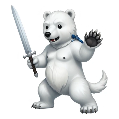 Polar bear with saber fangs and a wolf’s tail; full body sticker