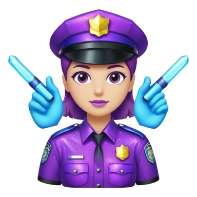 Glitter Purple and Cian police sticker