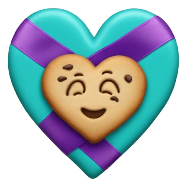 Cookie heart with teal purple awareness ribbon sticker