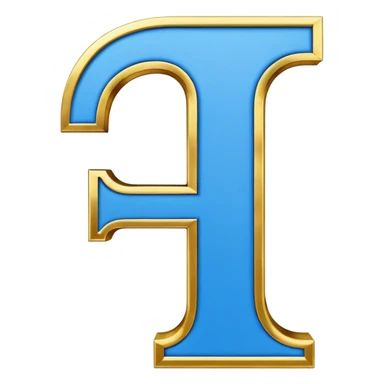 Bold Blue-White-Gold Font Big Capital “I” Letter  sticker