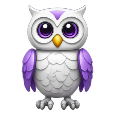 happy baby robot owl white purple sticker