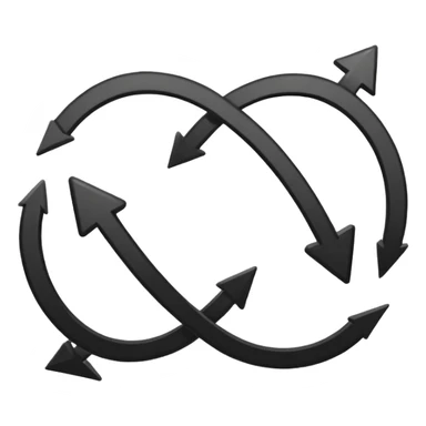 Minimalistic flat vector icon, iOS style, thin black contour on white background. Circular arrows forming an infinite loop, symbolizing Agile process. Clean, no text, no shadows.
 sticker