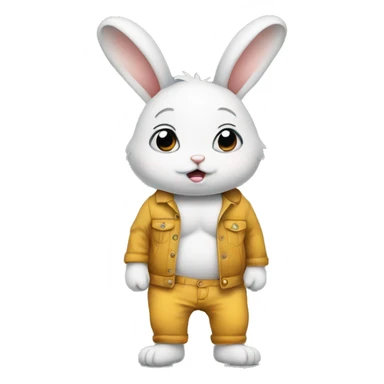 an anxious baby rabbit in pants half body  sticker