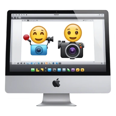 Create an emoji of video editing. Should feature a video editing timeline or interface on a computer screen, showing clips and a playhead. Include a video camera and editing tools. No any smiley faces in emoji. Make the background transparent. sticker