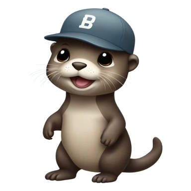 Cute baby otter. Wearing backwards baseball hat. Full body.  sticker