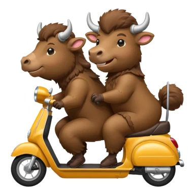 Two bisons riding a scooter  sticker
