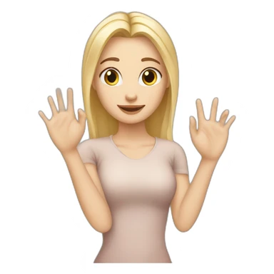white skin girl with blonde hair showing THREE out of five fingers up on her one hand sticker