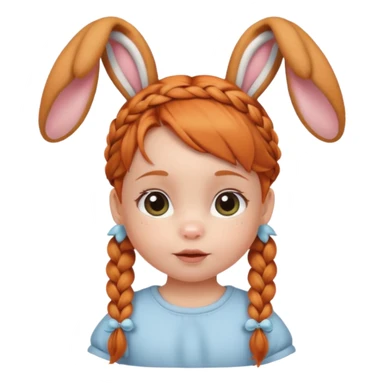 bunny ear accessory wearing baby ginger braided hair sticker
