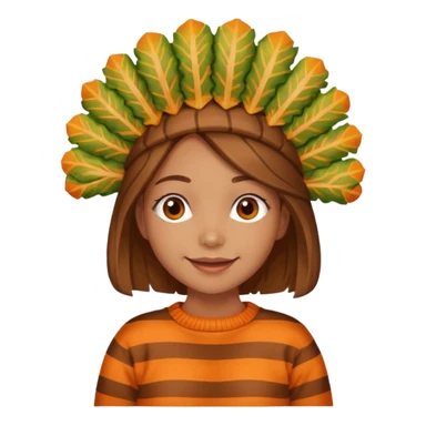 happy tan girl with an orange striped sweater and a cooked browned turkey on her head  sticker