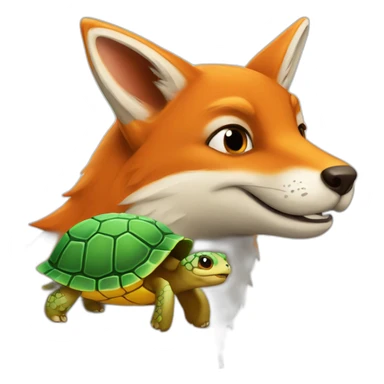 Renard avec tortue sticker