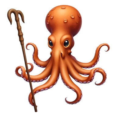 Octopus with a walking stick on each tentacle sticker