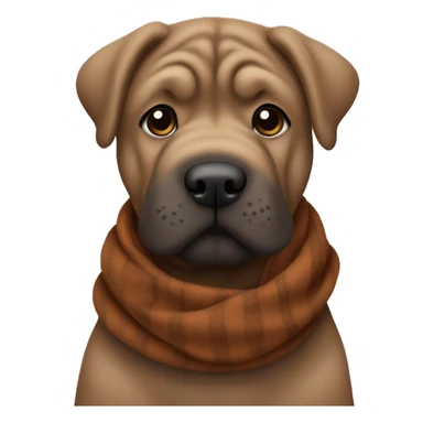 dark brown shar pei wearing a scarf sticker