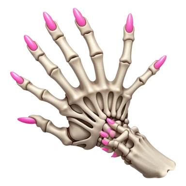 skeleton hand with long pink nails sticker