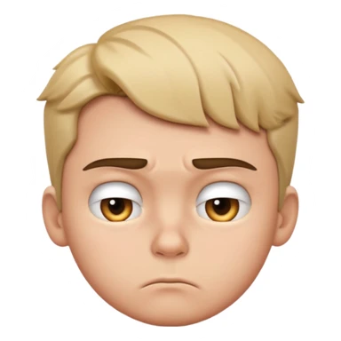 profile picture of a pouting boy, emoji style, furrowed brows, glaring eyes, simple background sticker