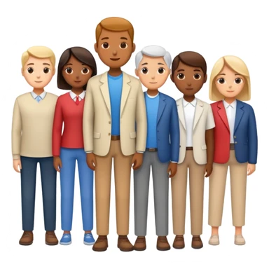 A line of diverse people waiting to vote at a polling station sticker