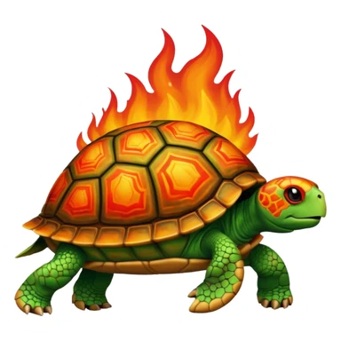 Turtle walking in fire sticker