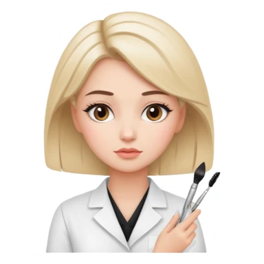 girl cosmetologist, thoughtful expression, soft colors, beauty clinic vibe thinking pose sticker