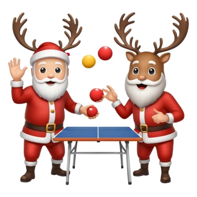 Santa and reindeer  playing pong sticker