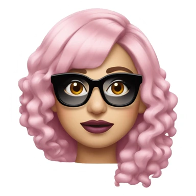 lady gaga pink hair pink lipstick wearing black glasses  sticker