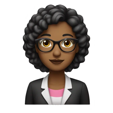 Profesora  pelo liso  negro y largo,  con lentes rosados sticker