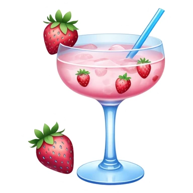Ice pink strawberry cocktail with blue small flowers  sticker