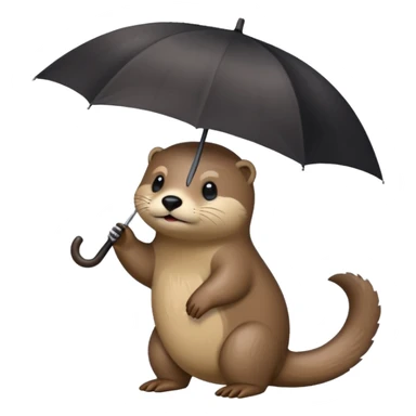 Loutre mignonne qui porte un parapluie dans sa main gauche  sticker