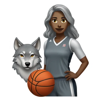 Grey wolf and female grey basketball uniform player number 0 sticker