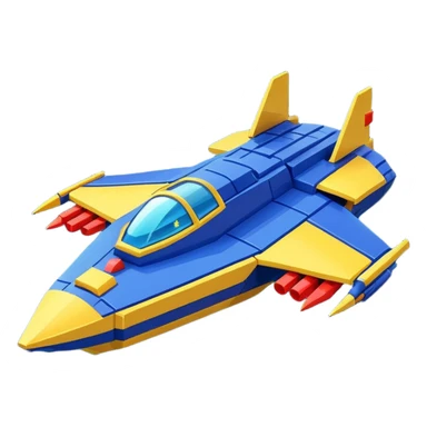 a galaga ship in a pixellated 1980s retro video game style sticker